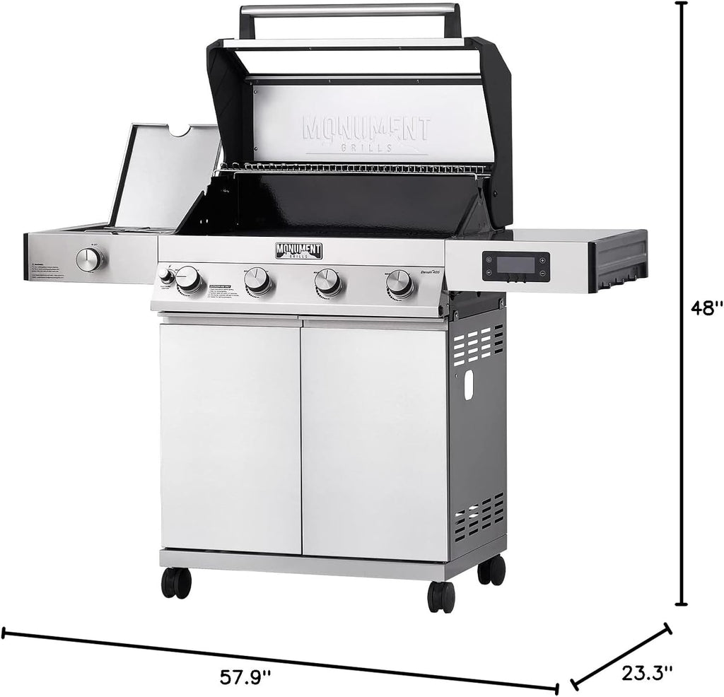 Denali Series, Denali 405 4-Burner Liquid Propane Gas Smart Bbq Grill Stainless Steel with Rotisserie Kit(2 Items)