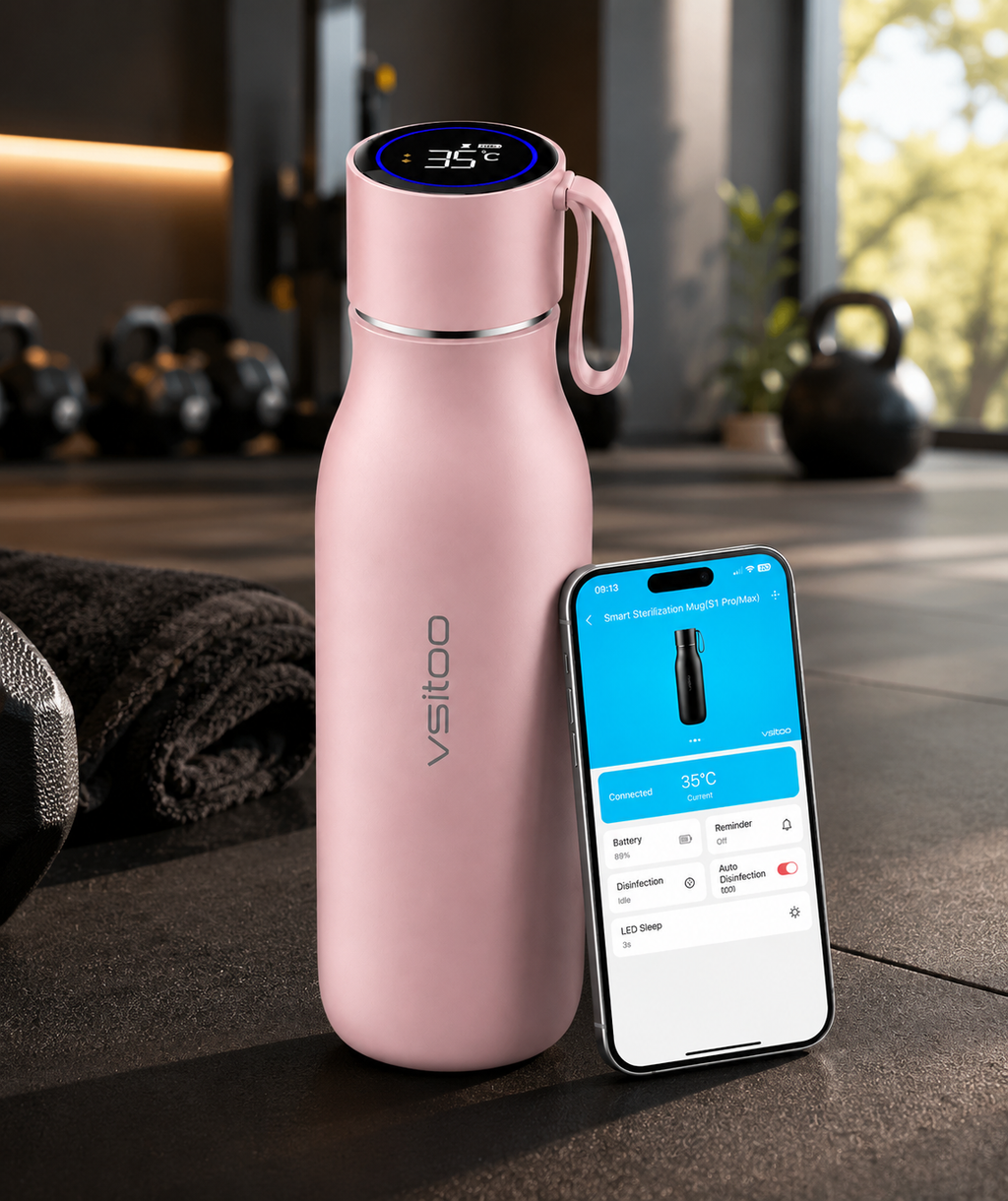 Smart Self-Cleaning Stainless Steel Water Bottle