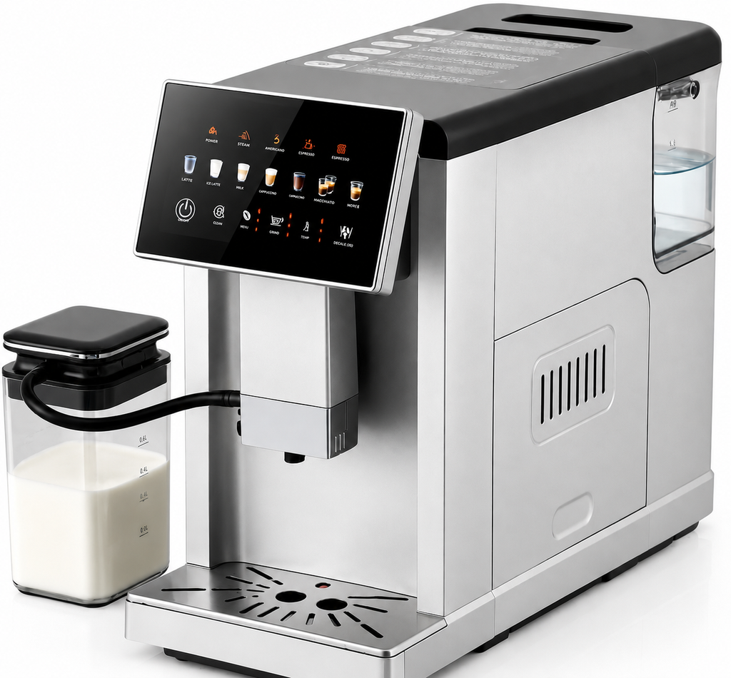 Smart Automatic Espresso Machine with Built-In Grinder & Milk Frother