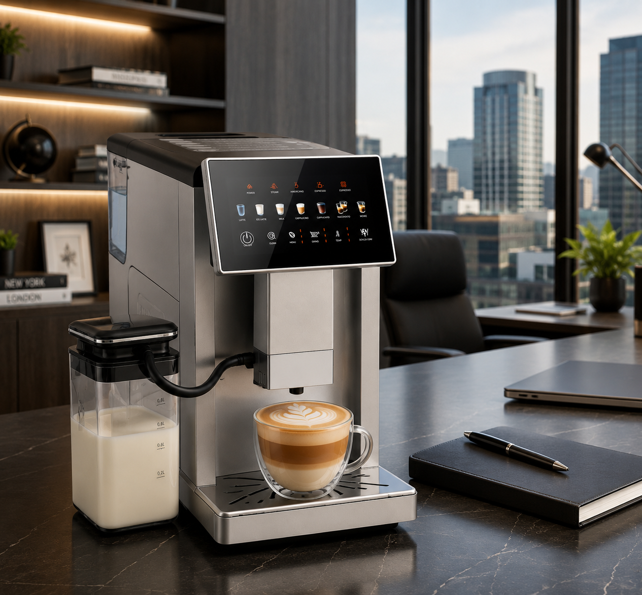 Smart Automatic Espresso Machine with Built-In Grinder & Milk Frother