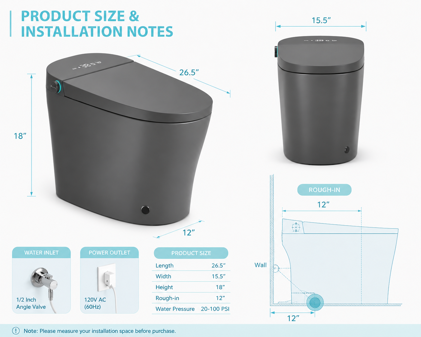 Smart Bidet Toilet with Heated Seat and Automatic Comfort Features