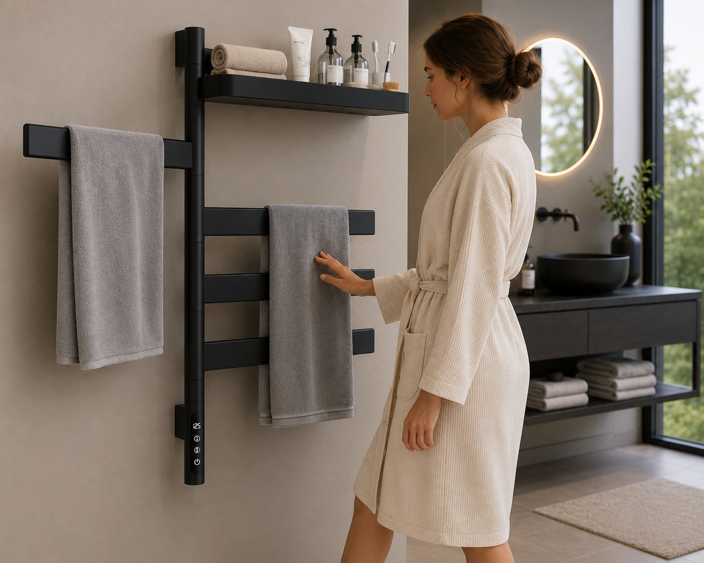 Heated Towel Rack with WiFi Control | Smart Bathroom Warmer