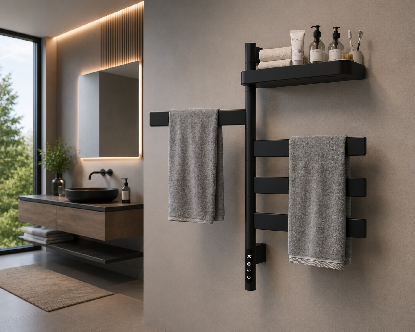 Heated Towel Rack with WiFi Control | Smart Bathroom Warmer