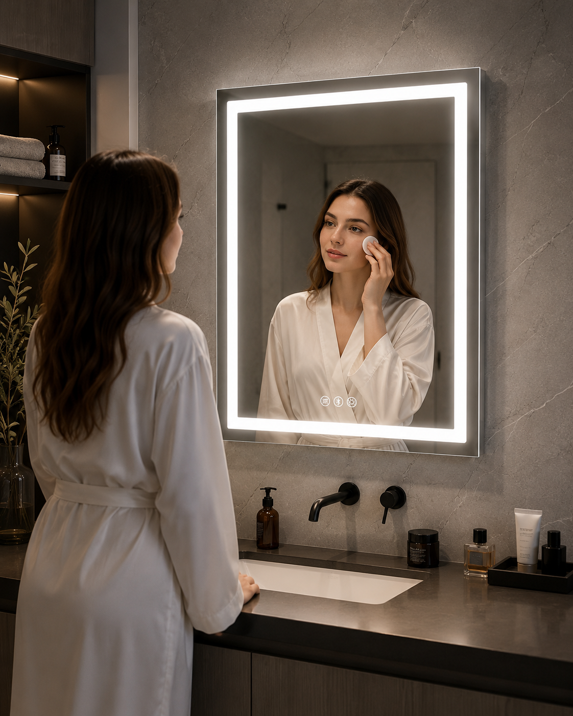 Smart LED Bathroom Mirror with Bluetooth Audio | 24x32