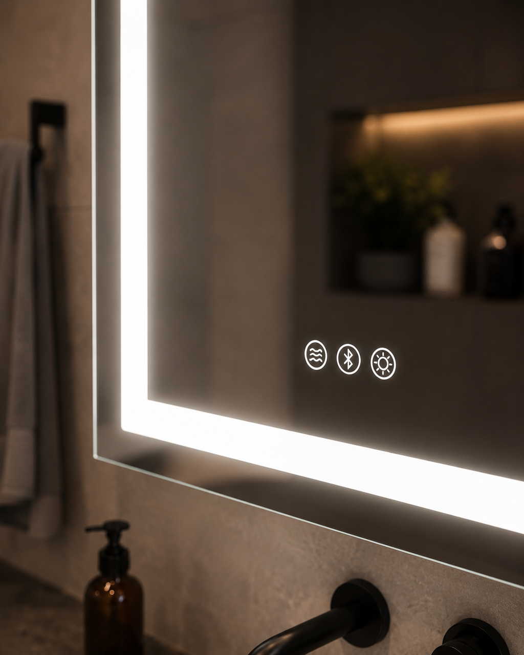 Smart LED Bathroom Mirror with Bluetooth Audio | 24x32