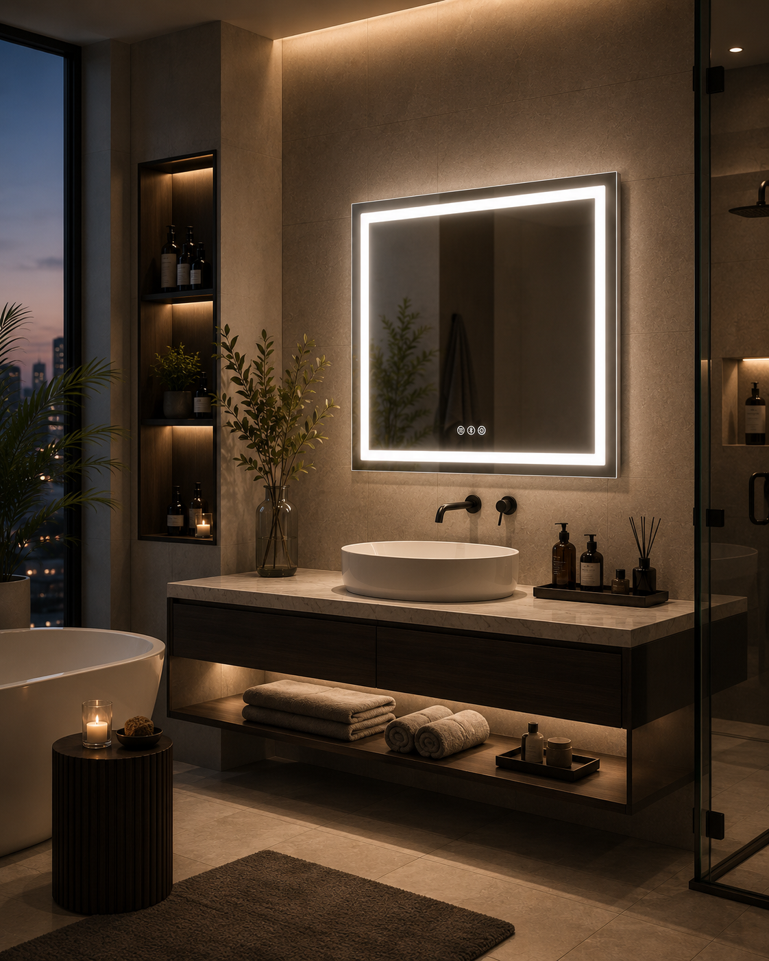 Smart LED Bathroom Mirror with Bluetooth Audio | 24x32