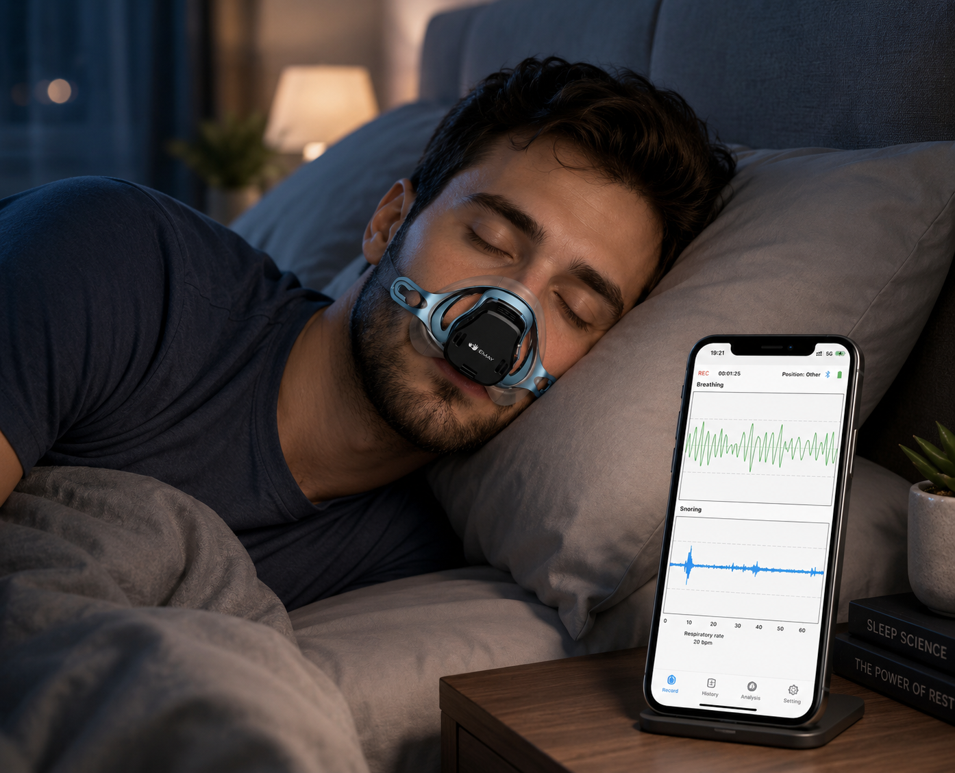 Smart Sleep Breathing Monitor with App-Based Health Insights