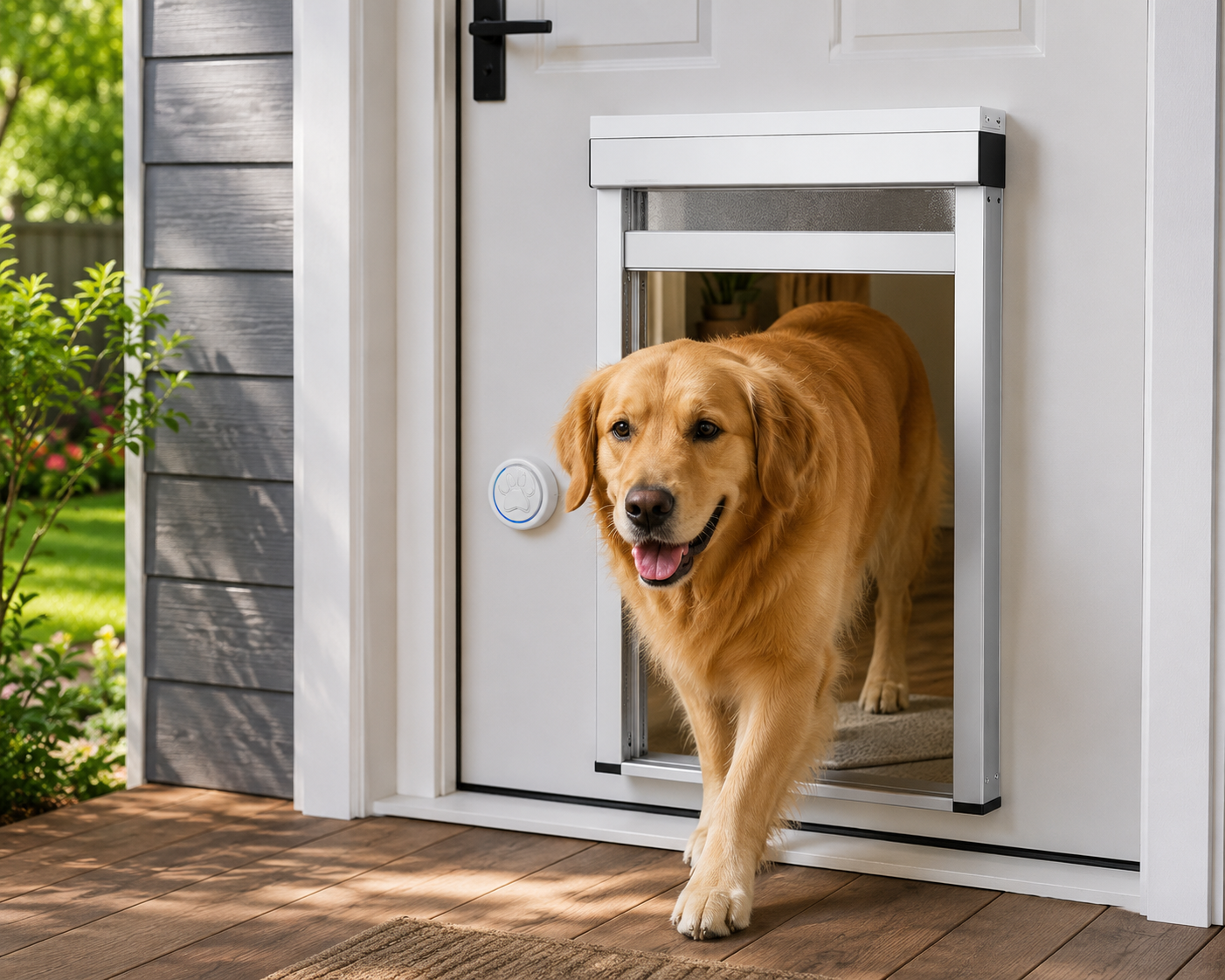 Smart Automatic Pet Door with Doorbell Access & Safety Sensors (L)