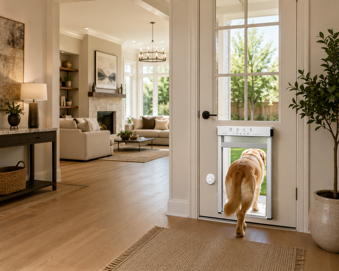 Smart Automatic Pet Door with Doorbell Access & Safety Sensors (L)