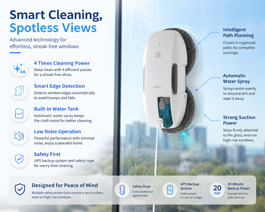 Smart Window Cleaning Robot with Intelligent Navigation