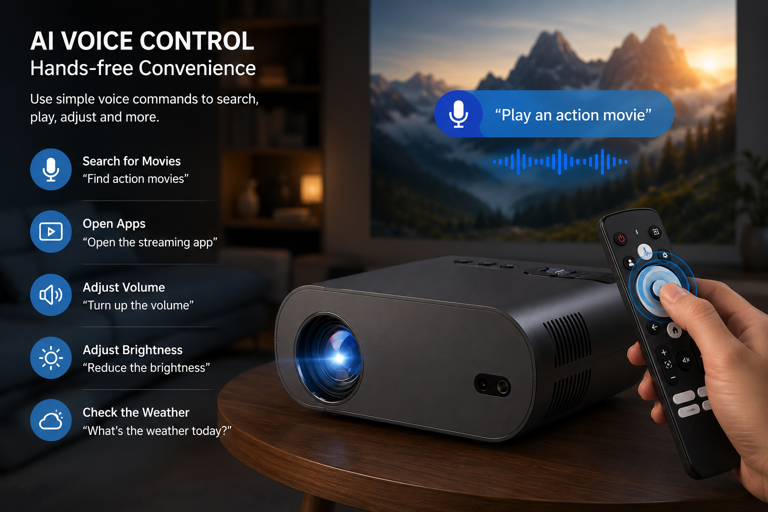 4K Smart Projector with Google TV and Voice Control