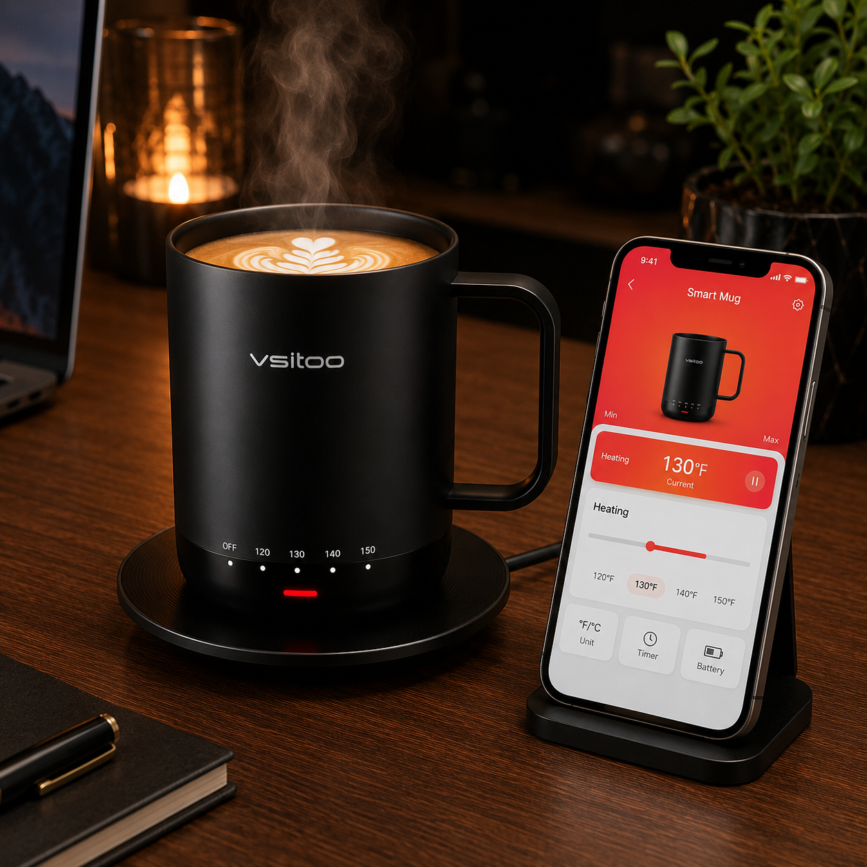 Smart Self-Heating Coffee Mug with Temperature Control