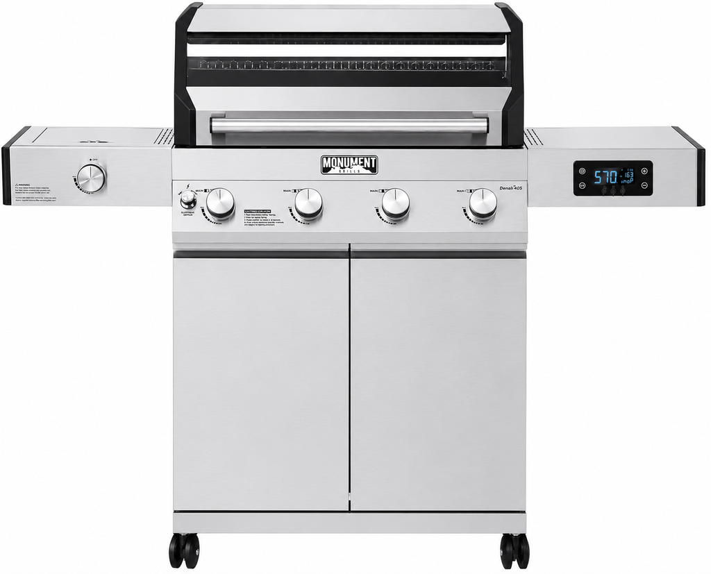 Smart 4-Burner Gas BBQ Grill with Rotisserie Kit