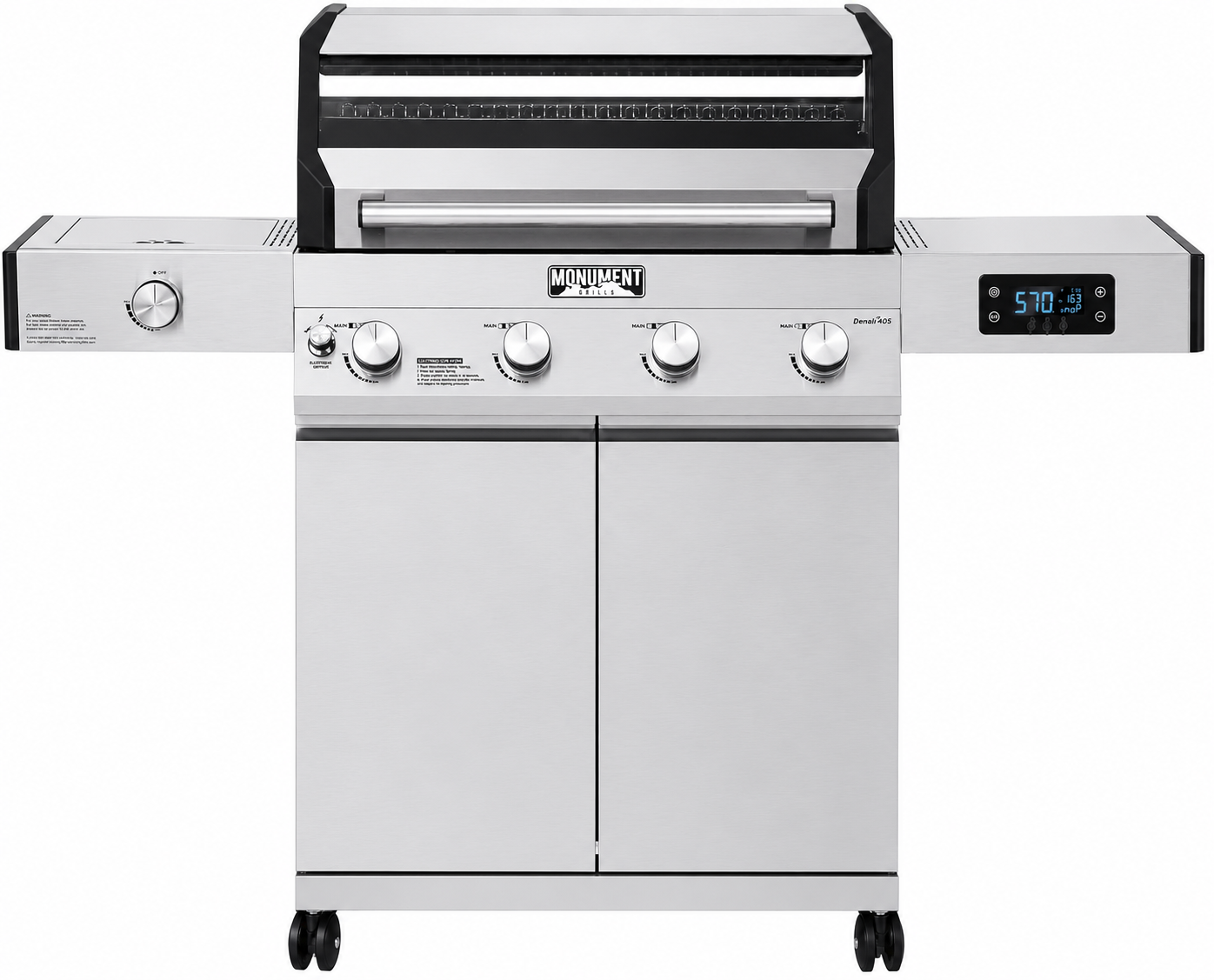 Smart 4-Burner Gas BBQ Grill with Rotisserie Kit