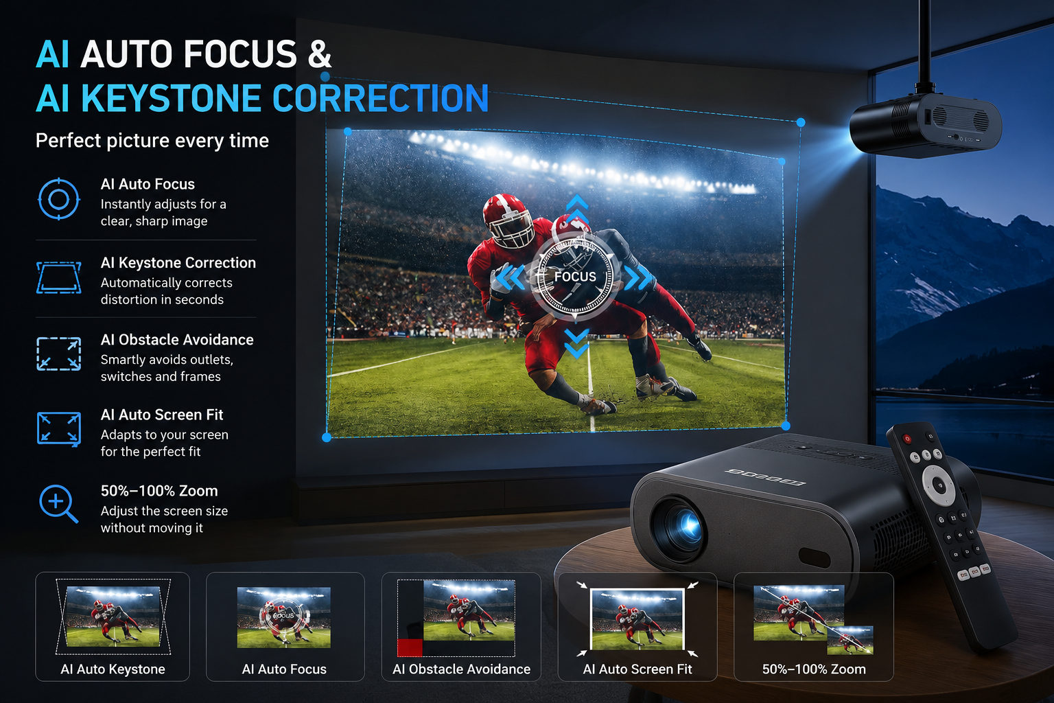4K Smart Projector with Google TV and Voice Control